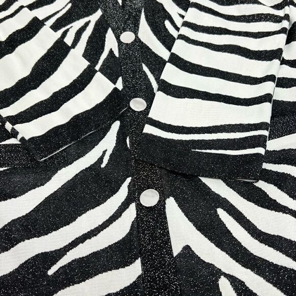 St. John metallic zebra print oversized cardigan size M - Picture 12 of 16